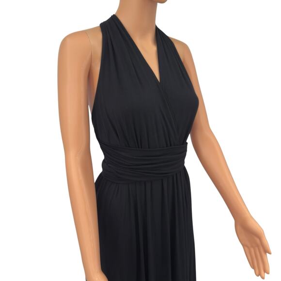 NWT Hyacinth House Tuckernuck Black Halter Maxi Dress Small Tie Waist Jersey - Picture 6 of 13